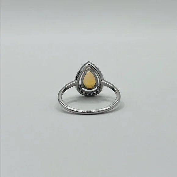 Pear Cut Natural White Opal and White Topaz Ring - Picture 8 of 8